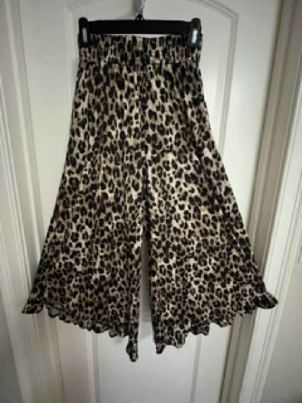 Southern Stitch Extra Flare Bell Bottom Leopard Animal Print Pants | Small | Ela